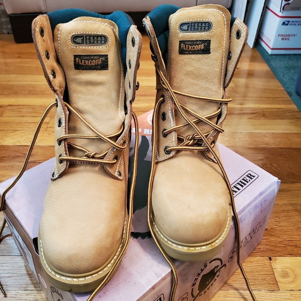 Texas Steer Flexcore Comfort System Lace Up Work Boots Size 9